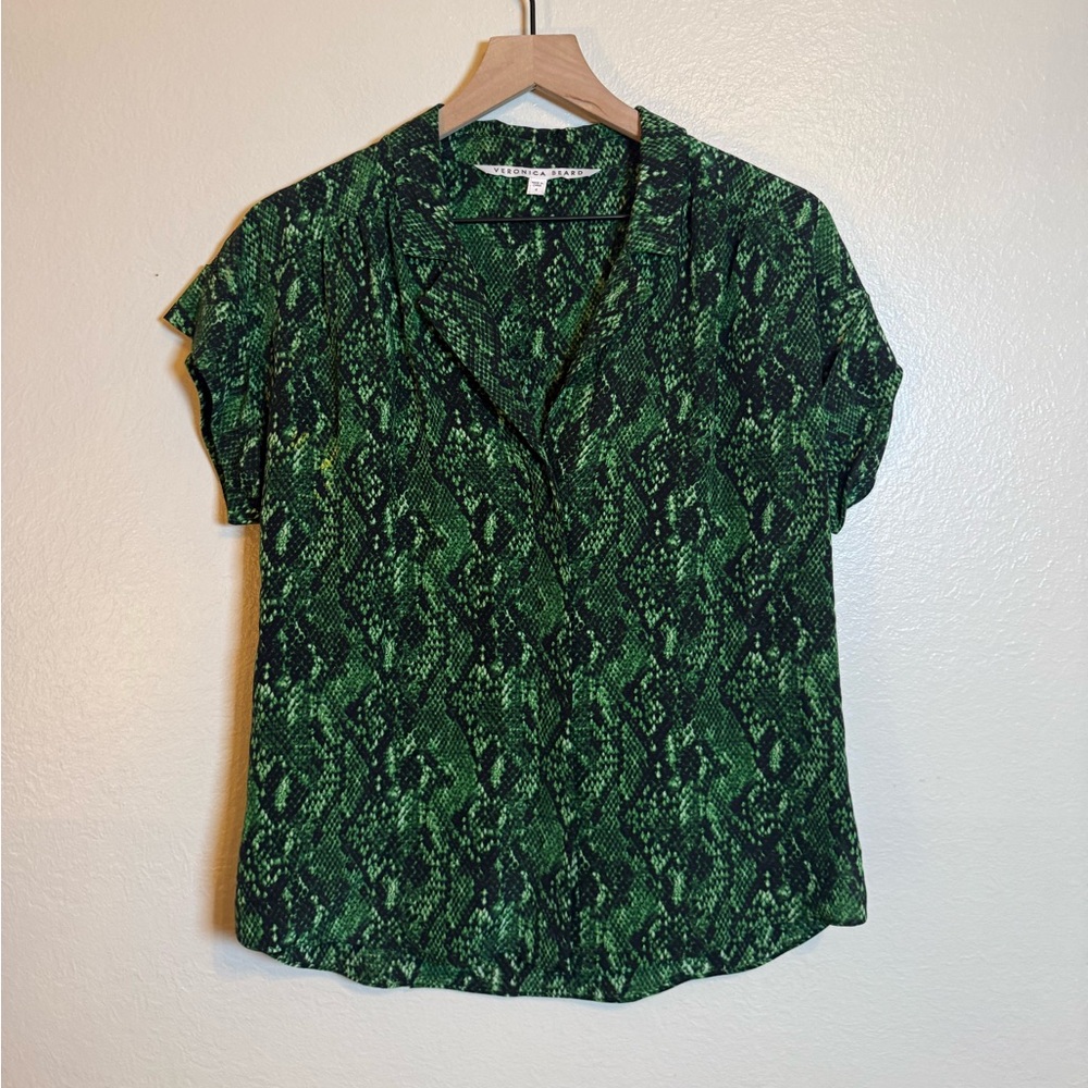 Veronica Beard Merci‎ Python Printed Silk Top - Picture 2 of 6